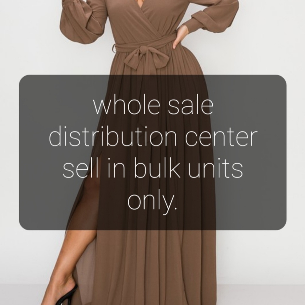 Long dress with open bell sleeve.